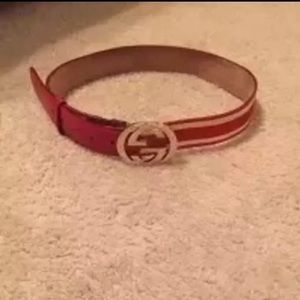 Red with Gold detail Gucci belt