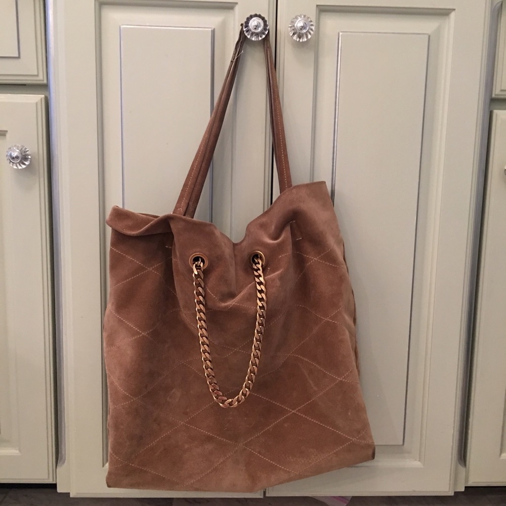 Suede Lanvin Shoulder bag with gold detailing