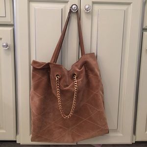 Suede Lanvin Shoulder bag with gold detailing