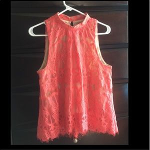 Love Fire Mock Neck Lace Top - Size Large