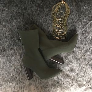 Olive knit ankle booties