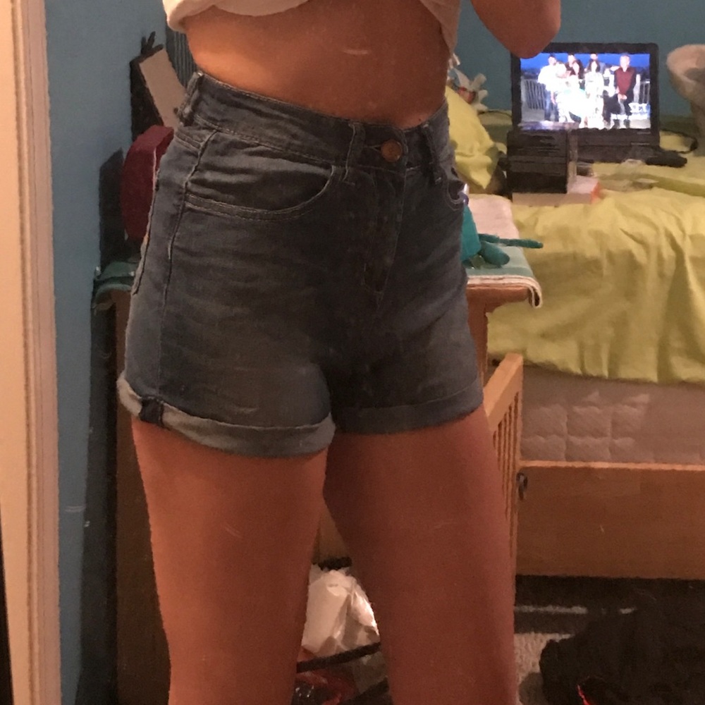 High waisted denim shorts