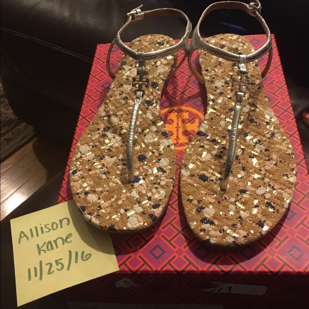 New wbox Tory burch Marion quilted sandals size 10