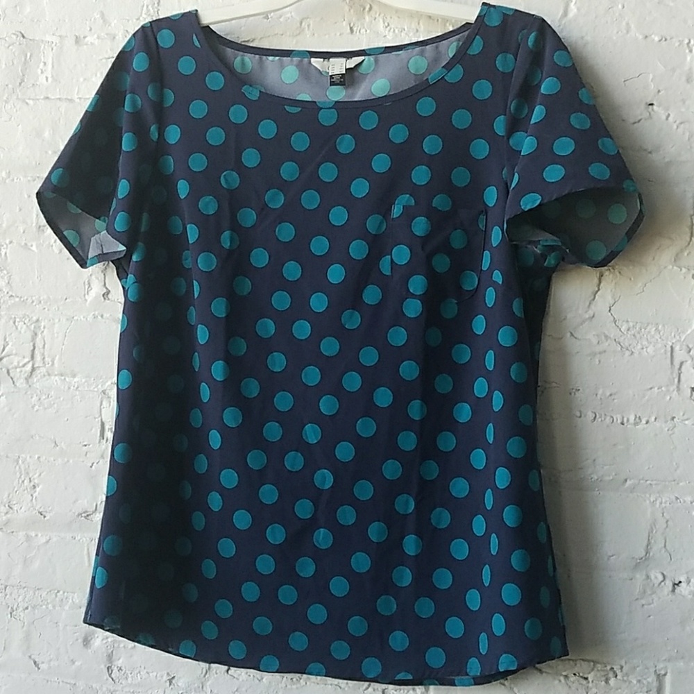 ⭐️  Lands End Canvas Polka Dot Short Sleeve Shirt