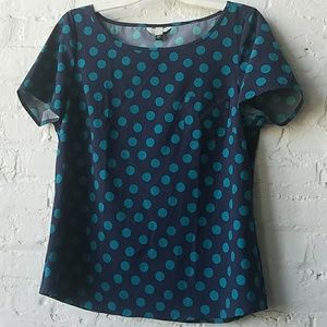 ⭐️  Lands End Canvas Polka Dot Short Sleeve Shirt