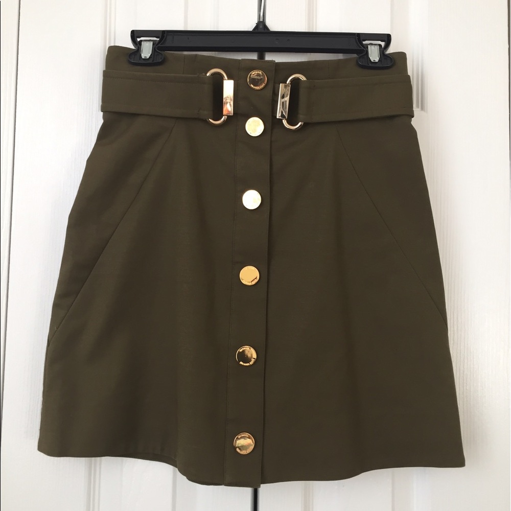 MICHAEL Michael Kors Belted Button Skirt Size 2