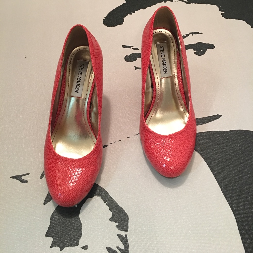 STEVE MADDEN P-Lonni Glossy Orange High Heels