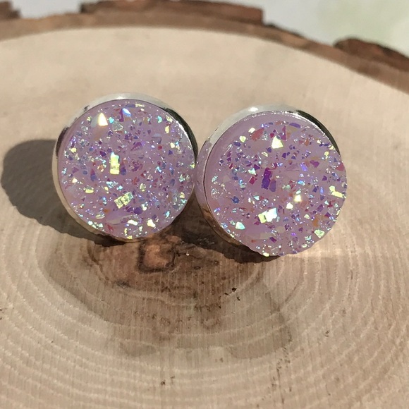 Sparkly Lilac & Silver Druzy Earrings🌸3 for $18🌸 - Picture 1 of 4