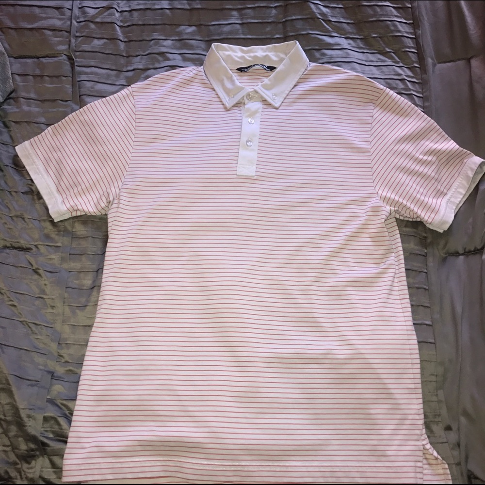 Large striped Travis Mathew button down golf polo