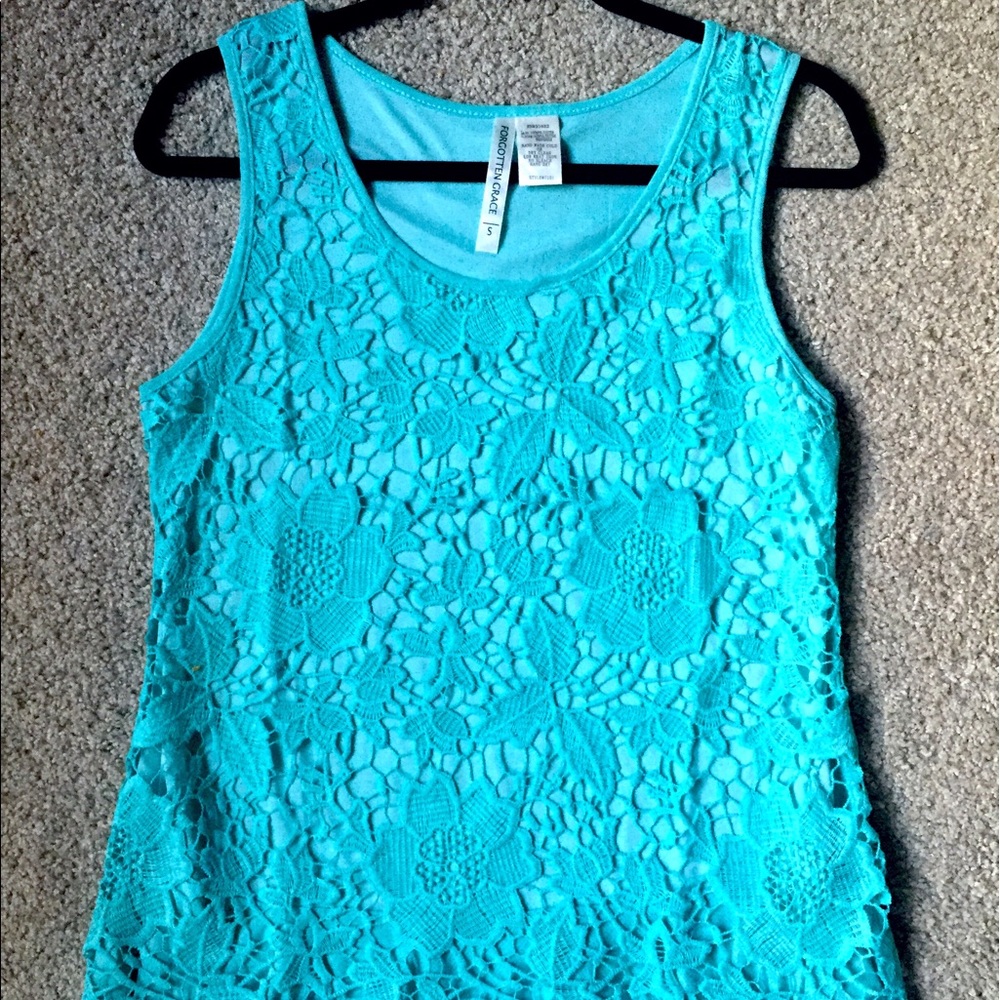 Lace turquoise top with frills.NWtT