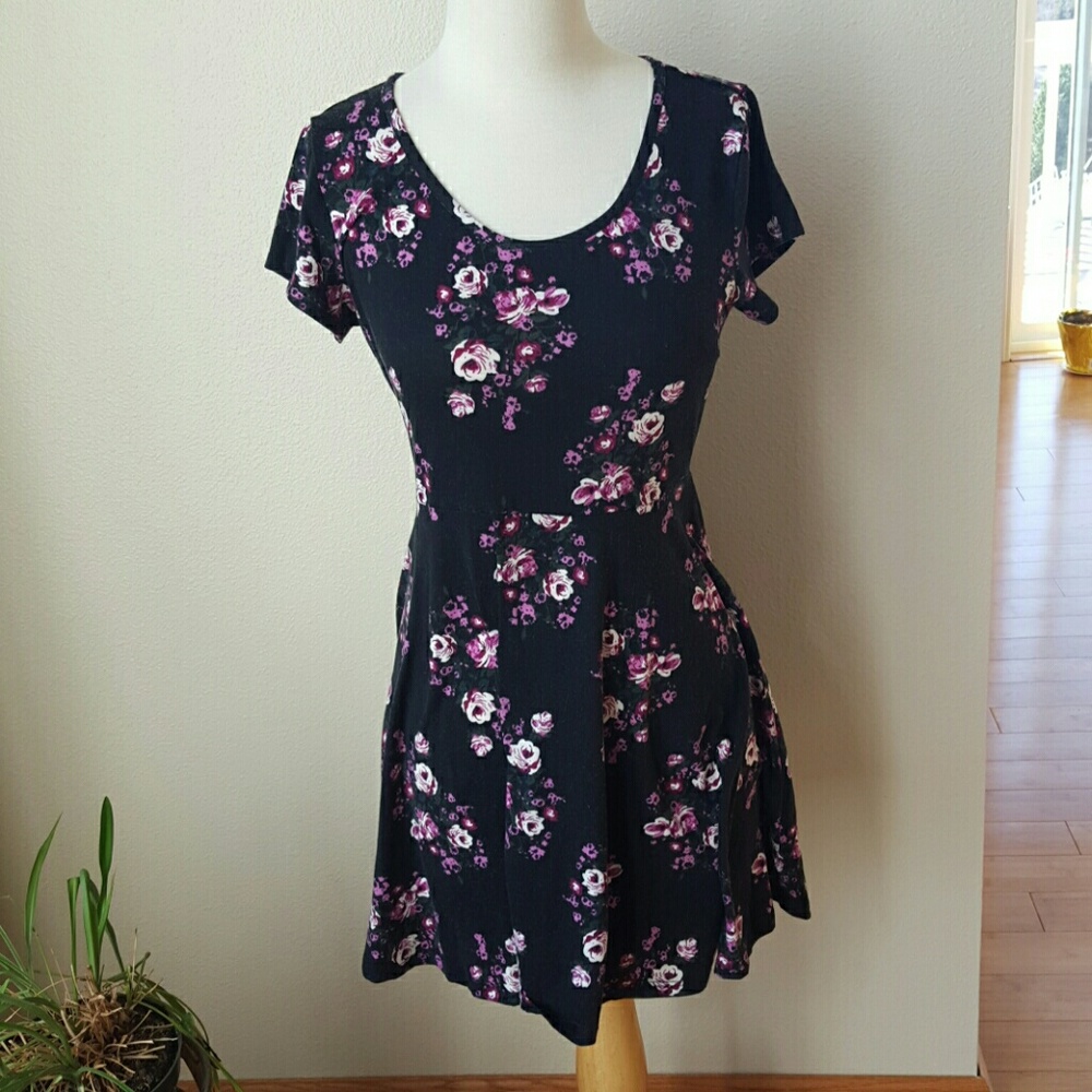 Purple and Black Floral Dress