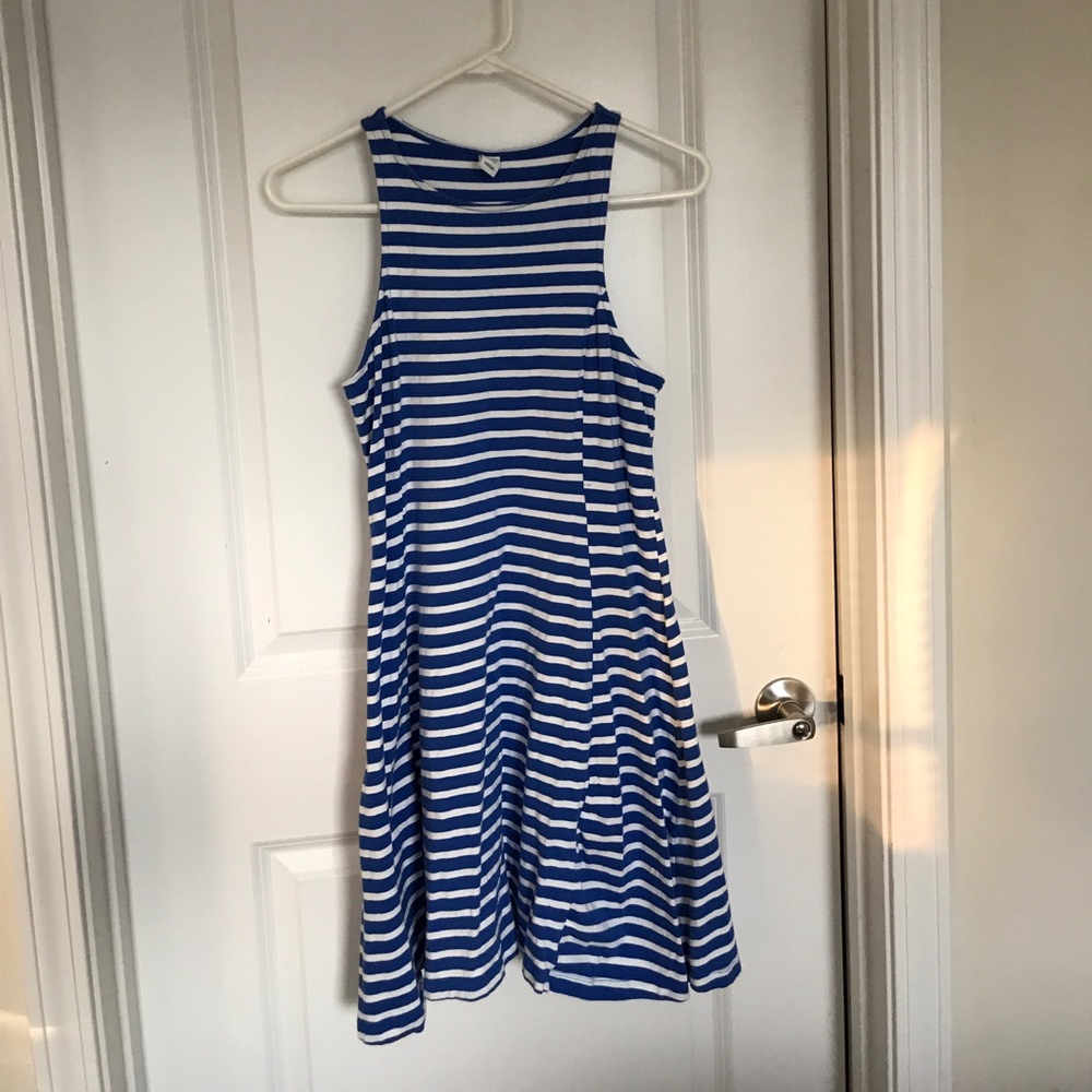 Comfy Blue and White Striped Short Dress