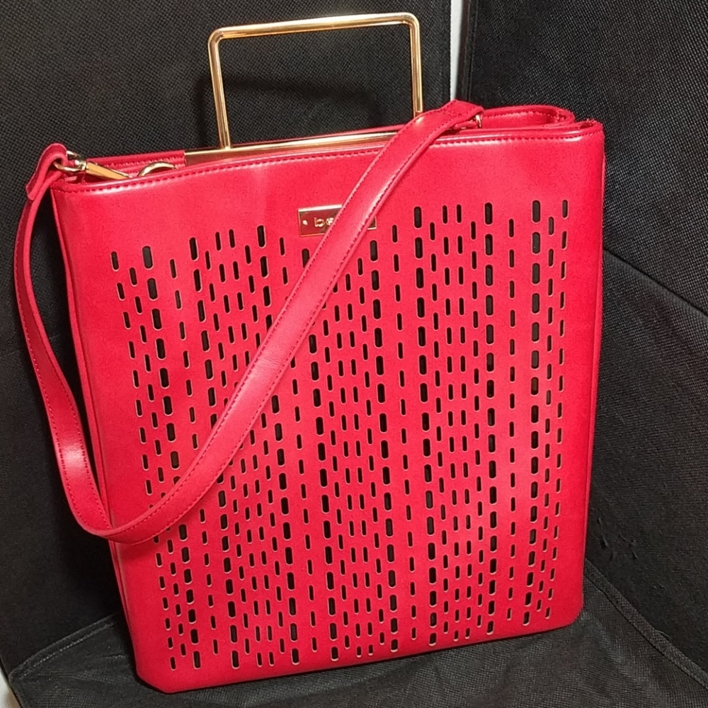 Bebe purse - vibrant red with cutouts
