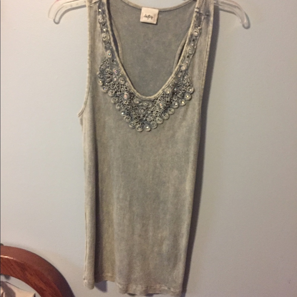 Blue/grey Beaded Tank Top