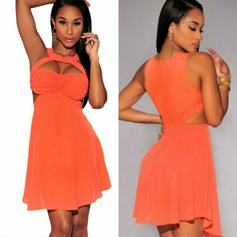 Orange Sleeveless Summer Dress