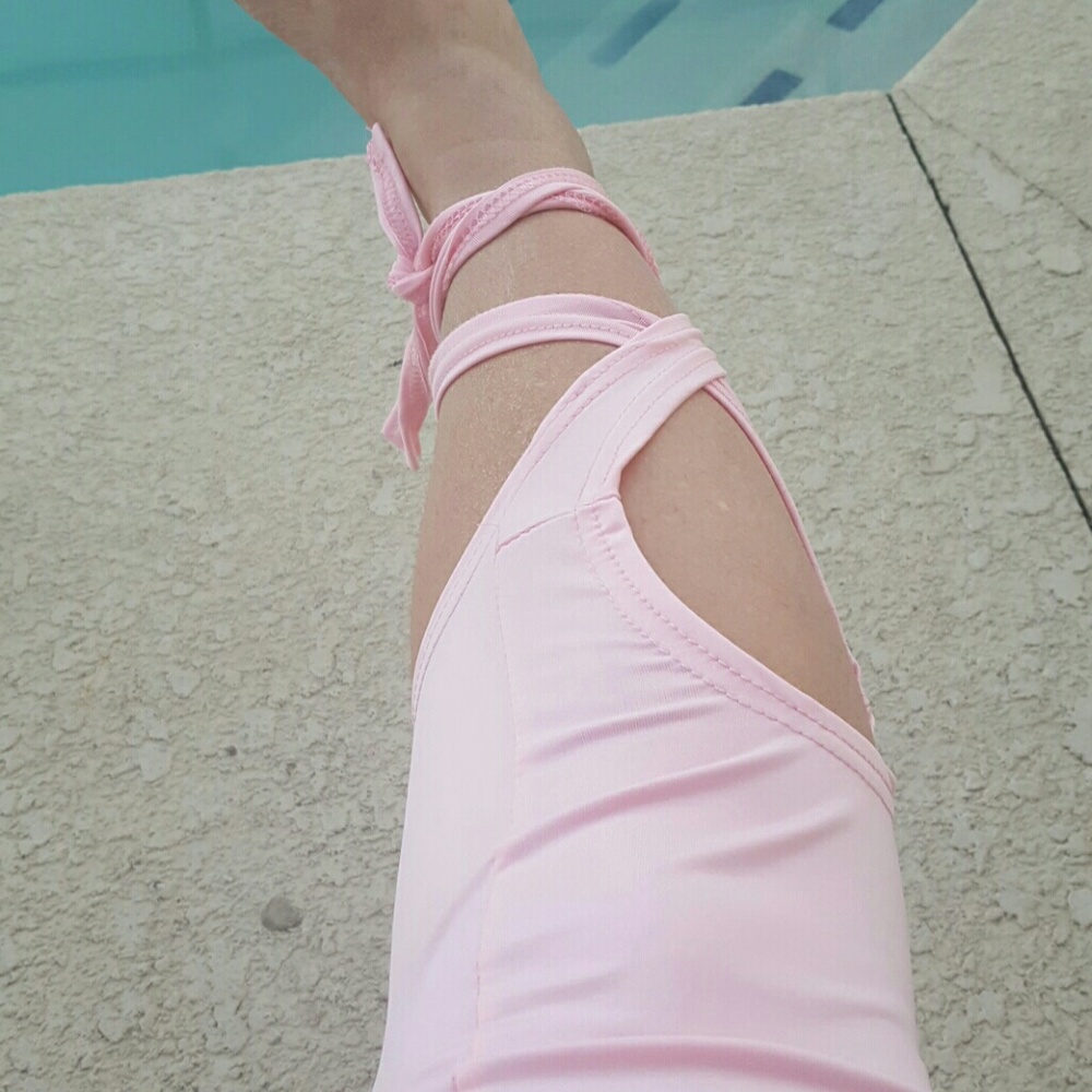 Pink leggings strappy womens new never worn