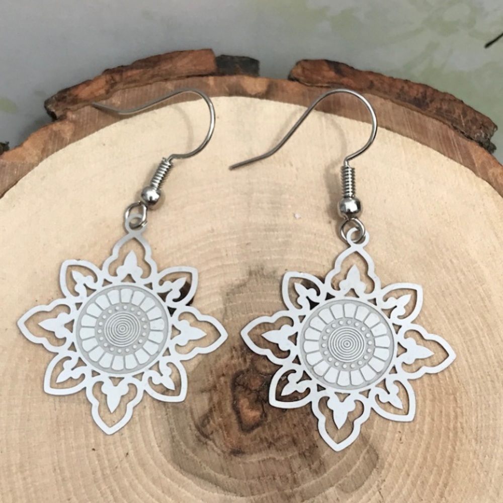 Silver Filigree Flower Earrings