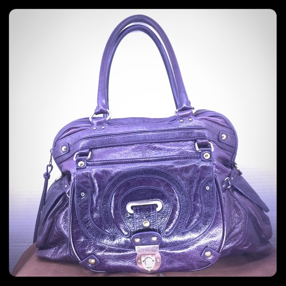 Hayden Harnett Purple Trophy Satchel Handbag