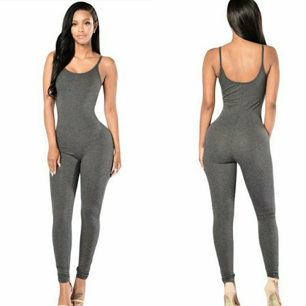 Gray Spaghetti Strap Jumpsuit