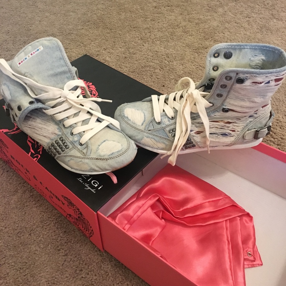 SOLD❌Distressed Blue Jean Sneakers❌