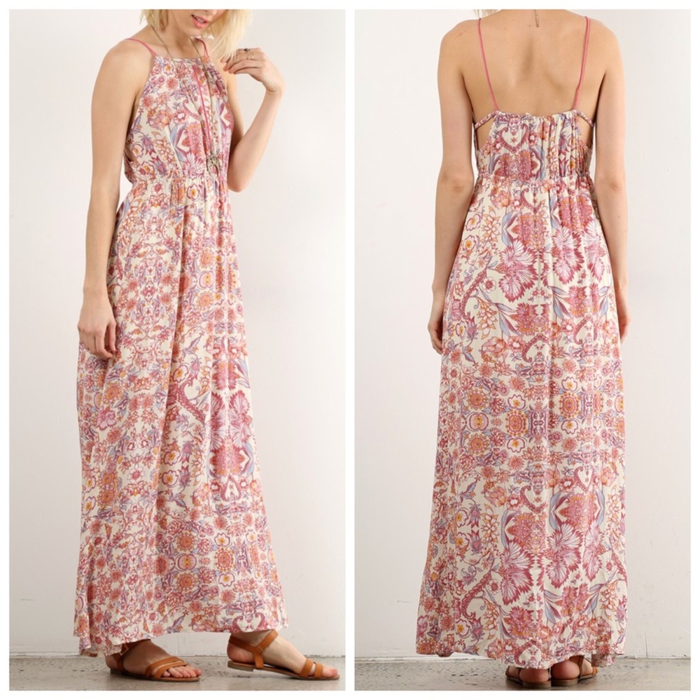 Boho Floral Spaghetti Strap Maxi Dress 5 ⭐️ Rated!