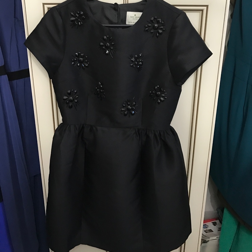 Kate spade black flare embellished dress