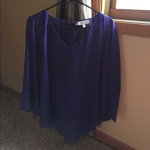 JLO sheer purple blouse