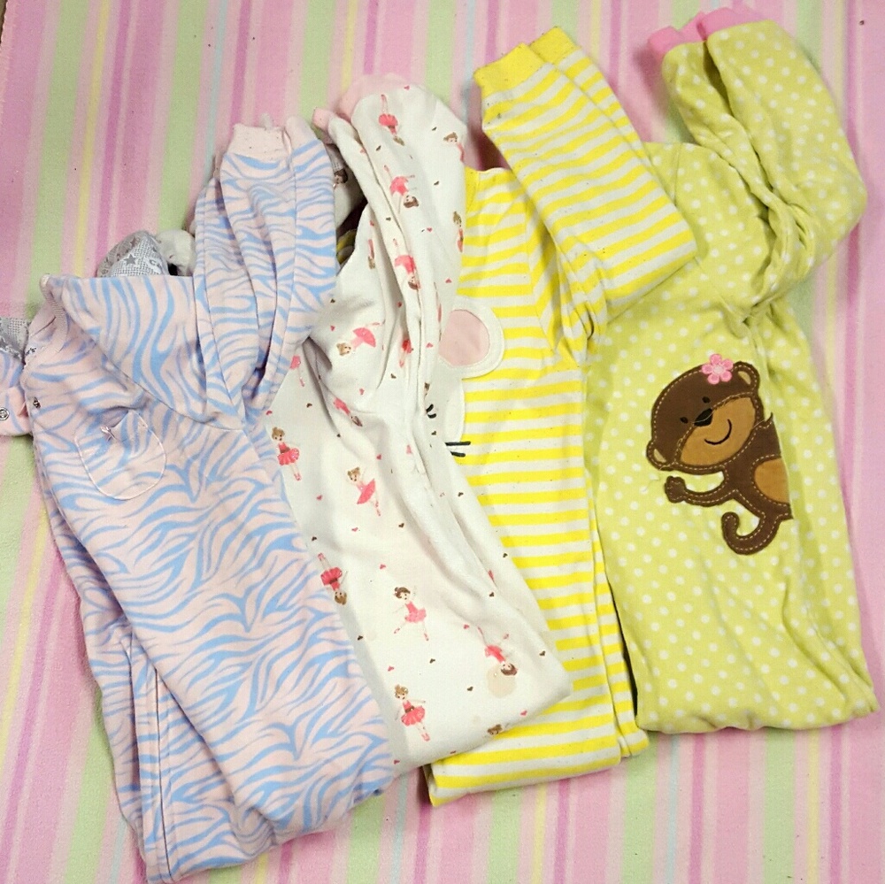 4 pc. Set of carter's brand footie pajamas. 3