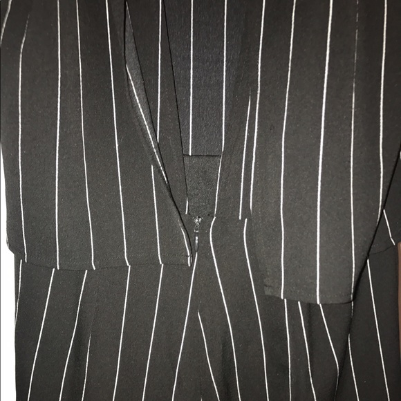 Black & white striped slightly open back romper - Picture 3 of 3