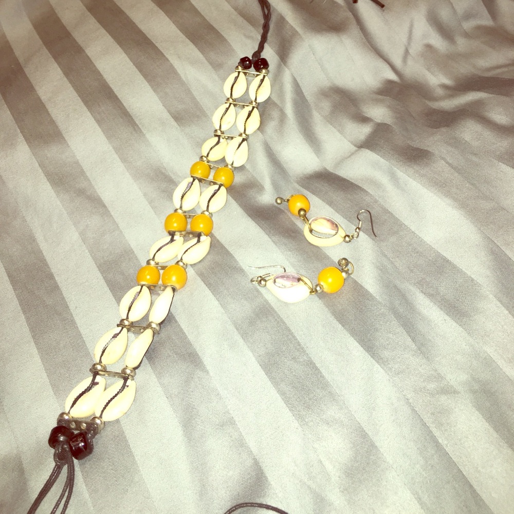 Shell Choker and Earring Set