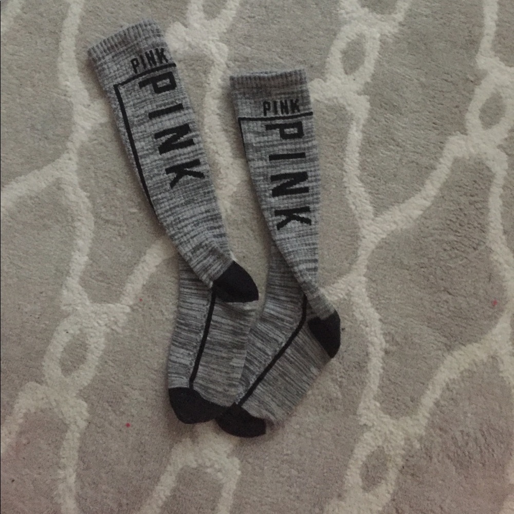 PINK gray crew socks