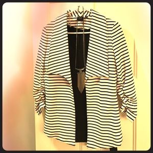 Black and White Striped Blazer