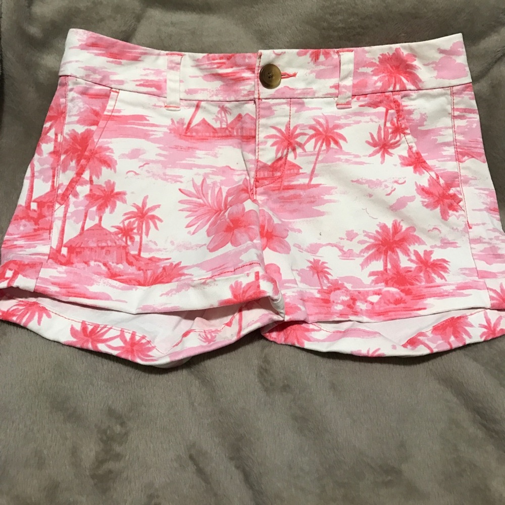 Pink and white print shorts American Eagle