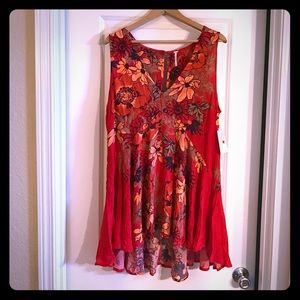 Free People Red Floral Tunic
