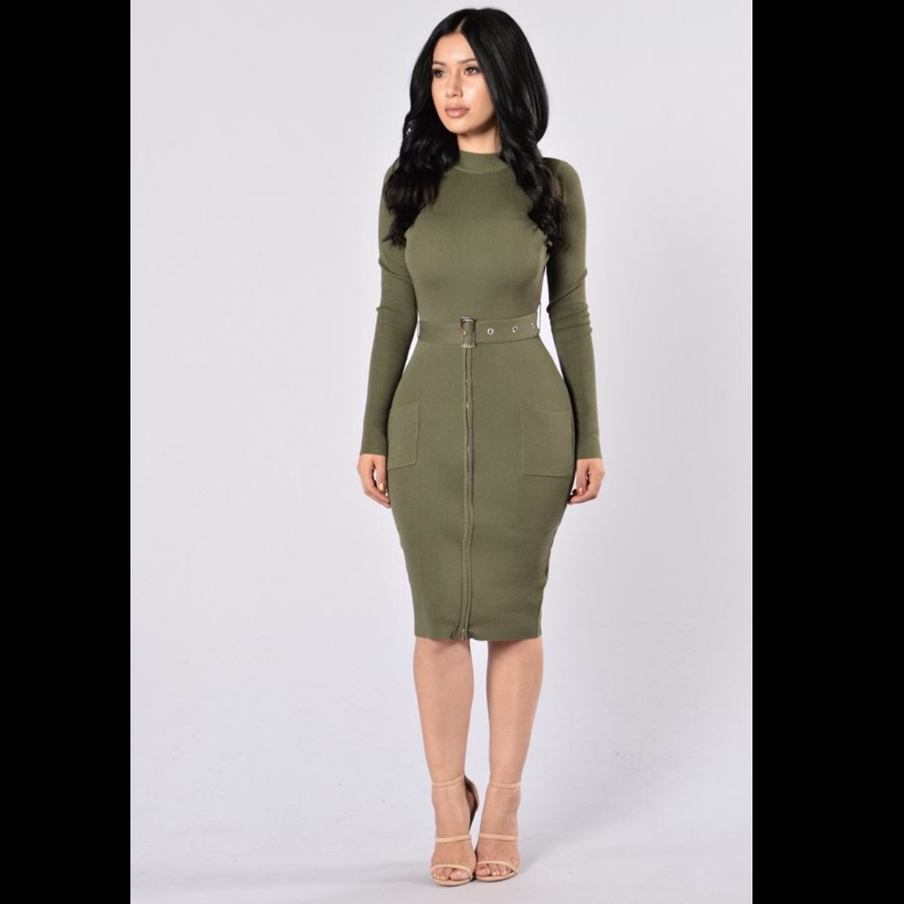 Fashion Nova Curve Minimal Effect Dress - Olive