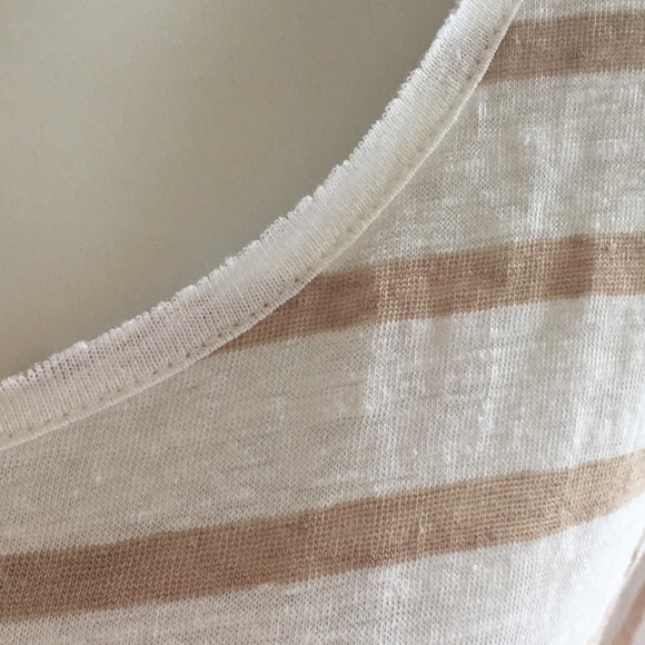 NEW CALVIN KLEIN white tan stripe shirt top blouse - Picture 3 of 6