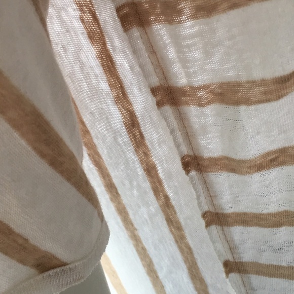 NEW CALVIN KLEIN white tan stripe shirt top blouse - Picture 4 of 6