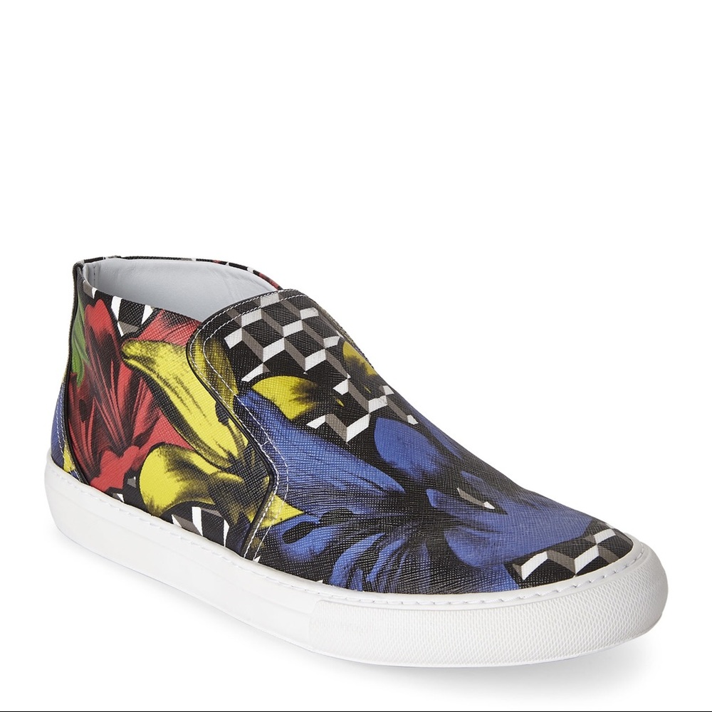 Multicolored Coated Leather Slip-On Sneakers