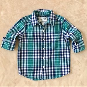 Children's Place Teal Plaid Button Down (Boys 4T)