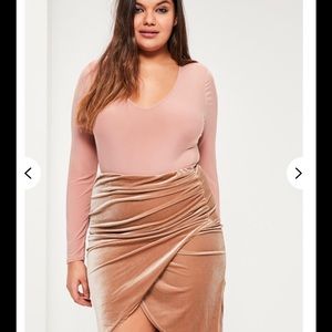 Velvet Pink Side Slit Skirt