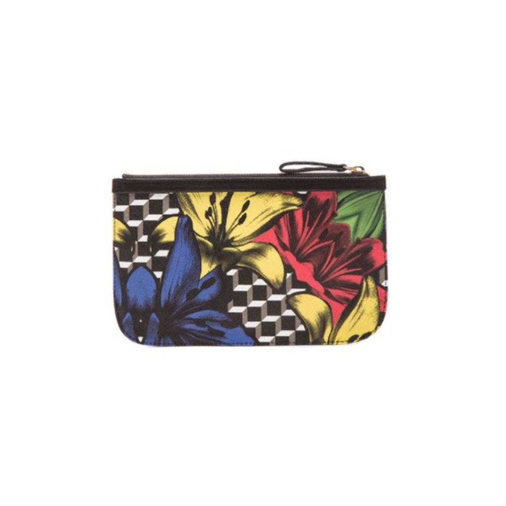 "Lily Cube" Multicolored Coated Leather Pouch