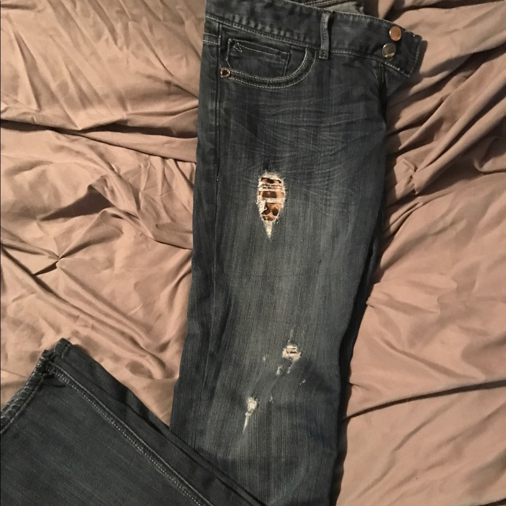 Express ripped leopard jeans