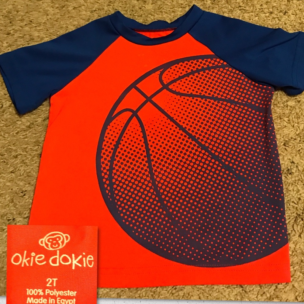 Orange & Blue T-Shirt with Basketball 🏀 on front