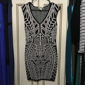 Arden B black and white tribal bandage dress