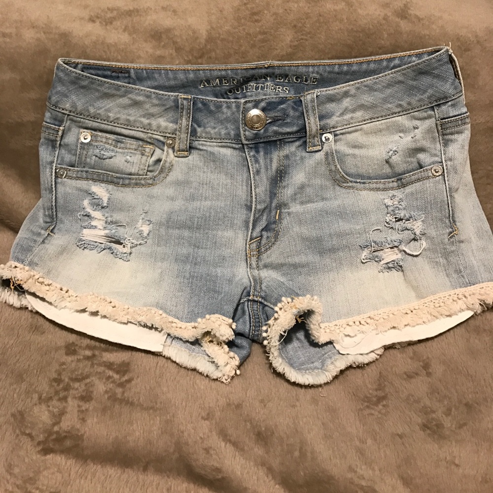 American Eagle Denim fringe shorts