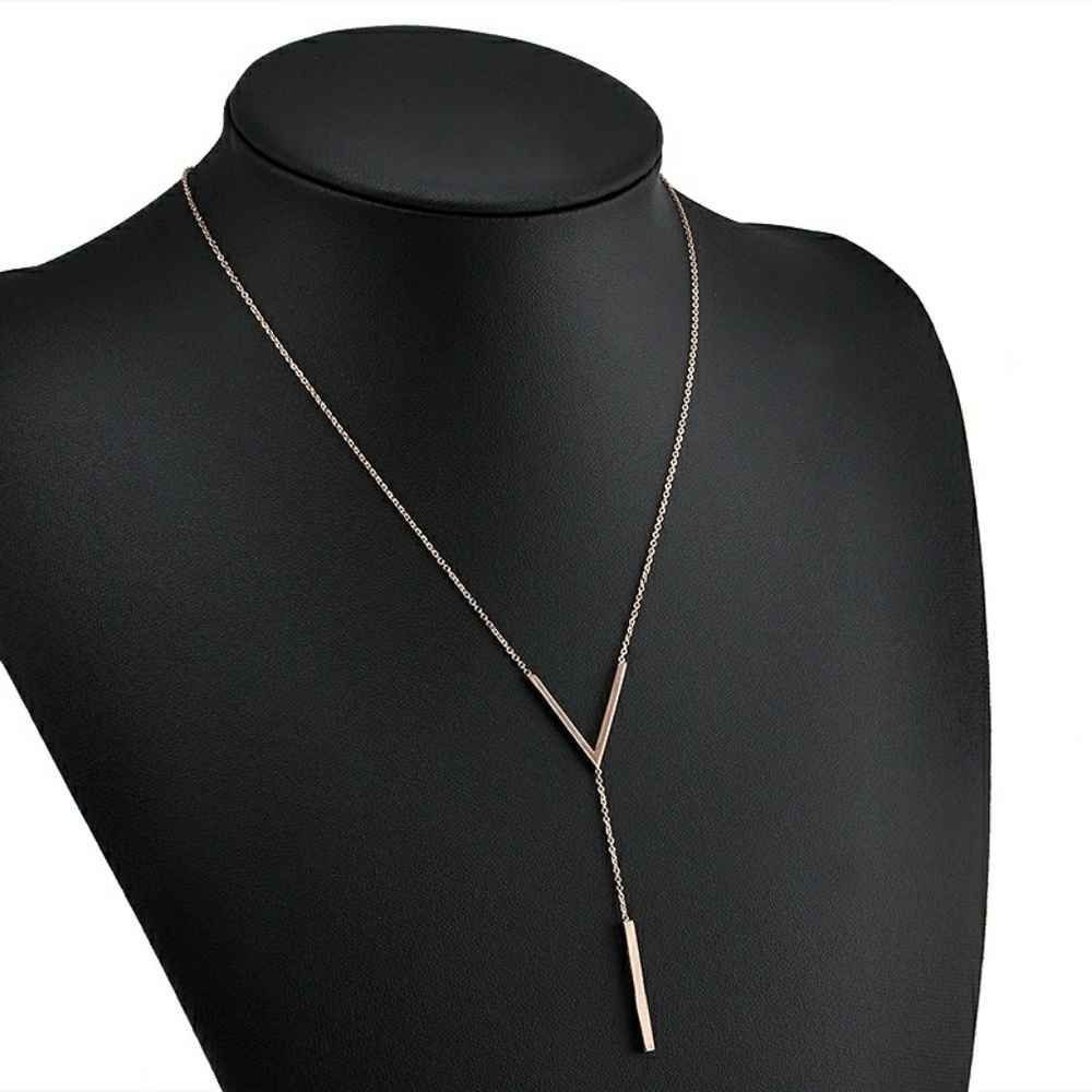 •2 for $15•Dainty V and Drop Bar Necklace - Picture 2 of 3