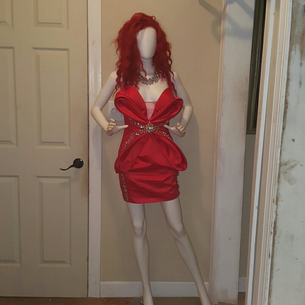 Beautiful and  unique hot red dress for the Holida