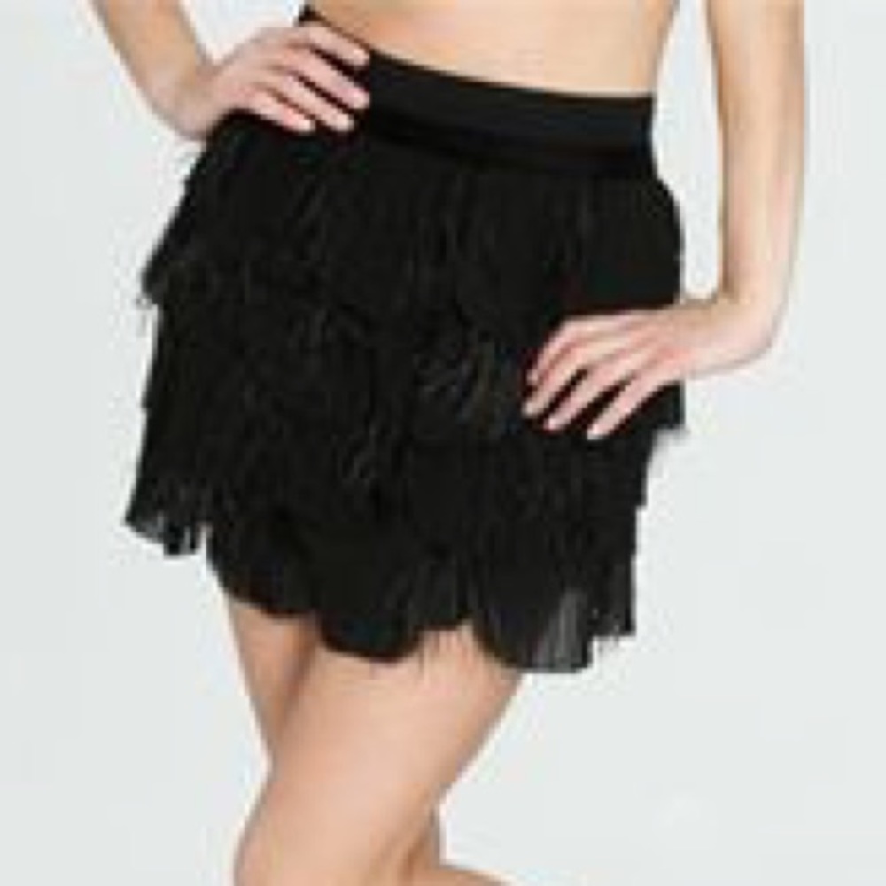Arden B black scalloped feather skirt