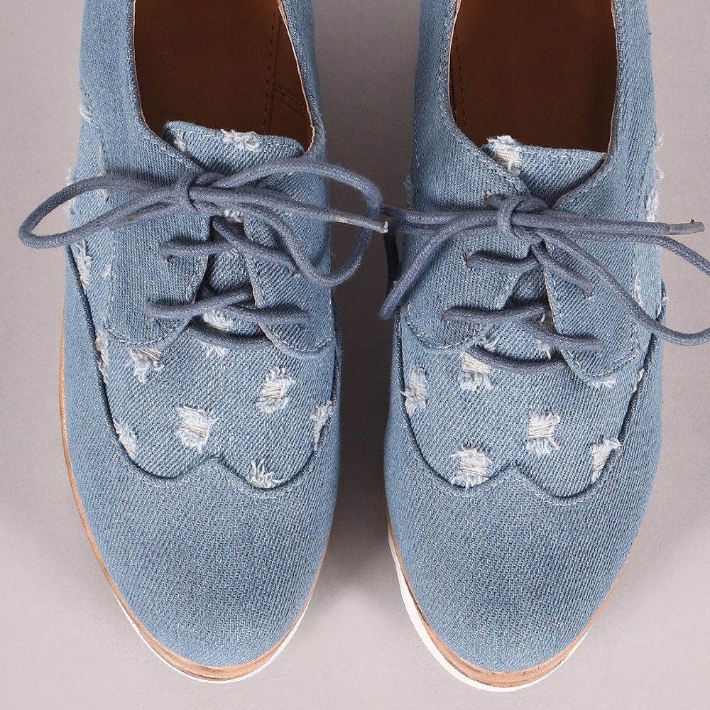 🚨Last Pair🆕 Denim Ripped Platform Creepers - Picture 3 of 6