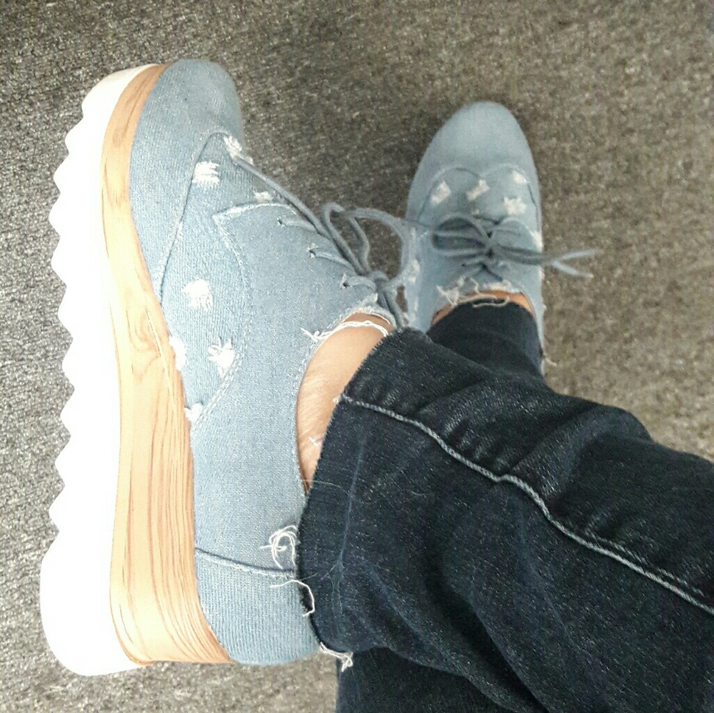 🚨Last Pair🆕 Denim Ripped Platform Creepers - Picture 5 of 6